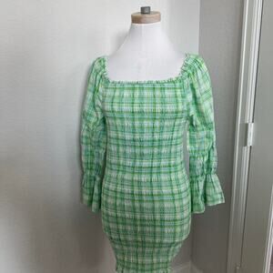 Green and white plaid